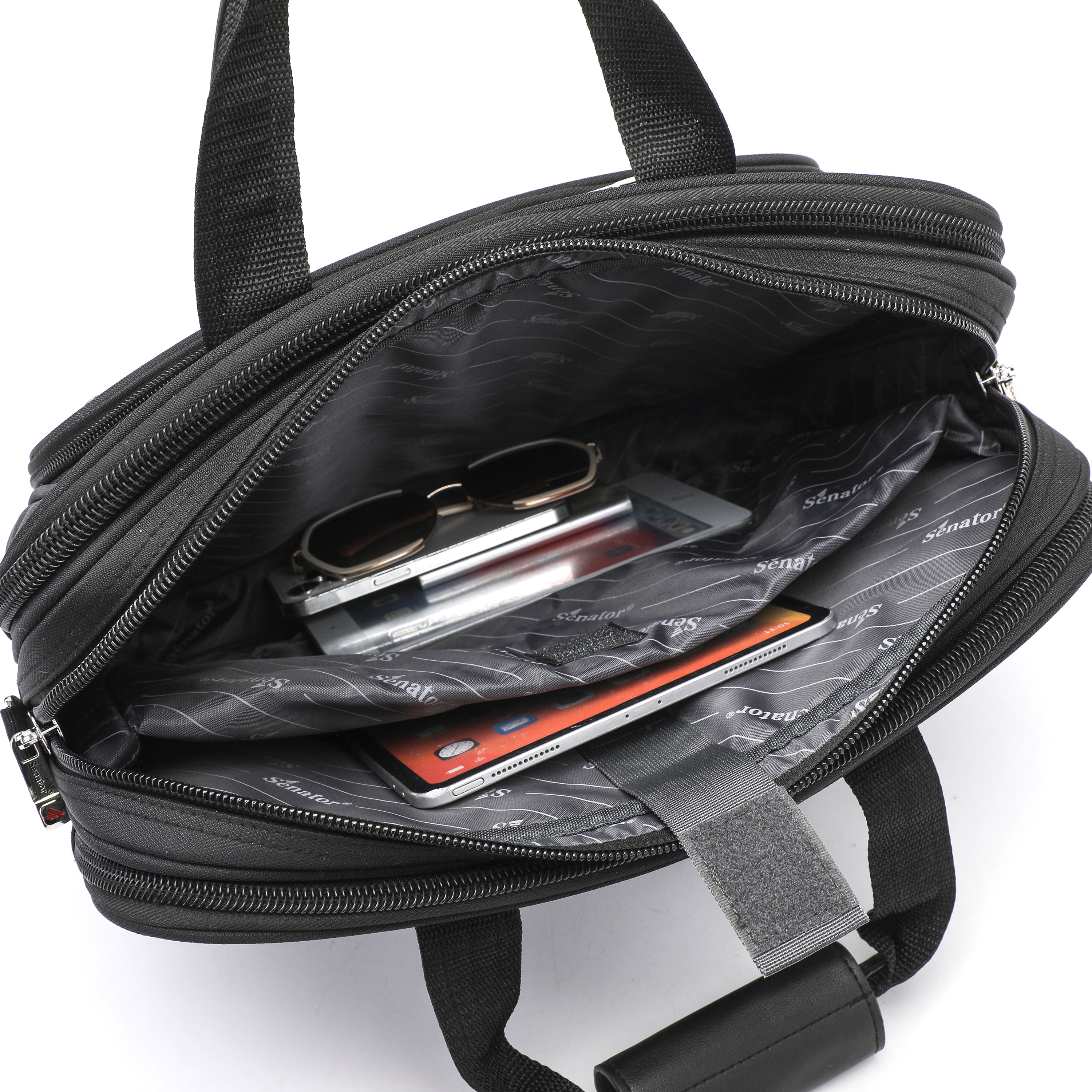 Senator 15.5 inch Nylon Shoulder Laptop Bag Light Weight Water Resistant with RFID pockets and Adjustable Shoulder Straps Business College School Students - KH8121