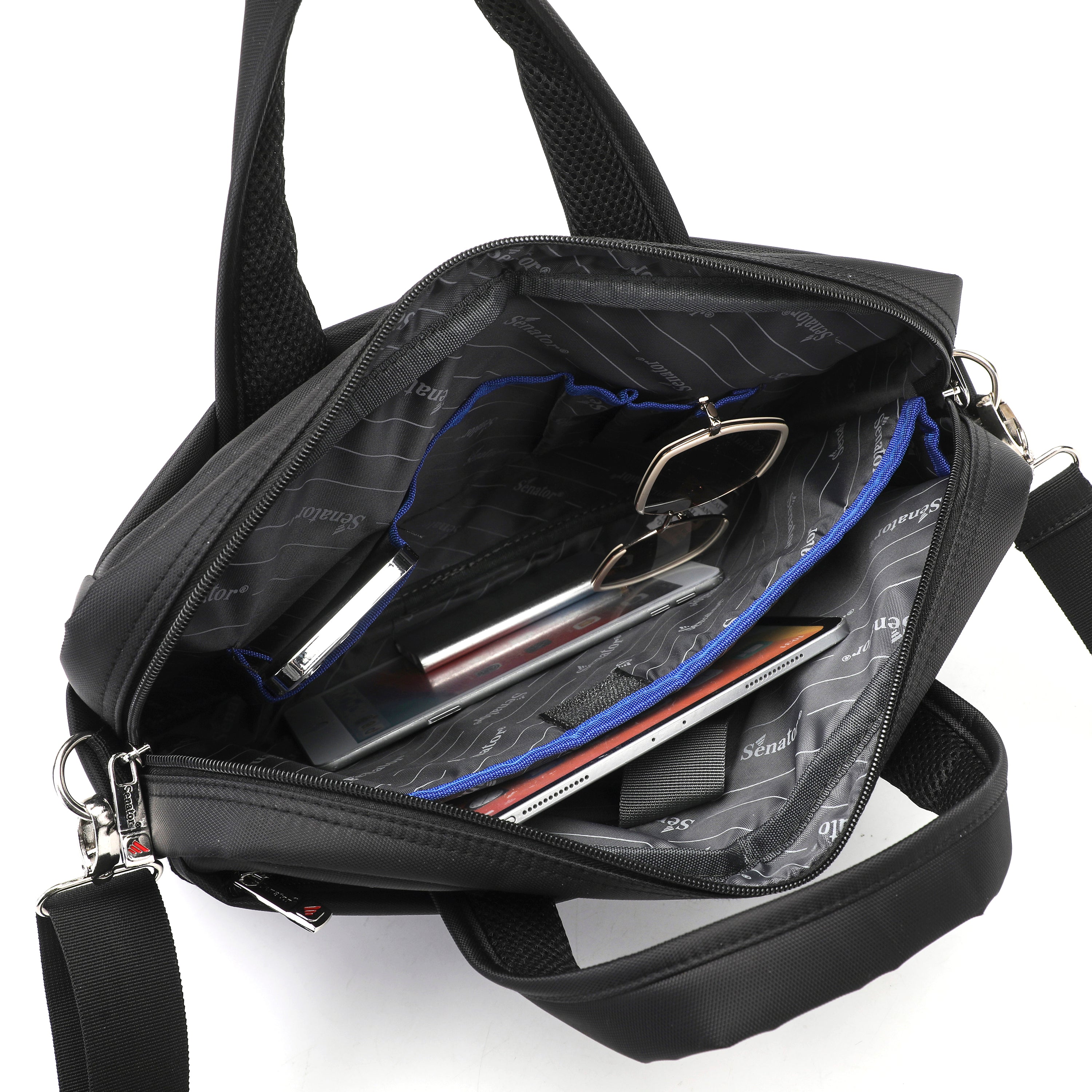 Senator 15 inch Nylon Shoulder Laptop Bag Light Weight Water Resistant with RFID pockets and Adjustable Shoulder Straps Business College School KH8115