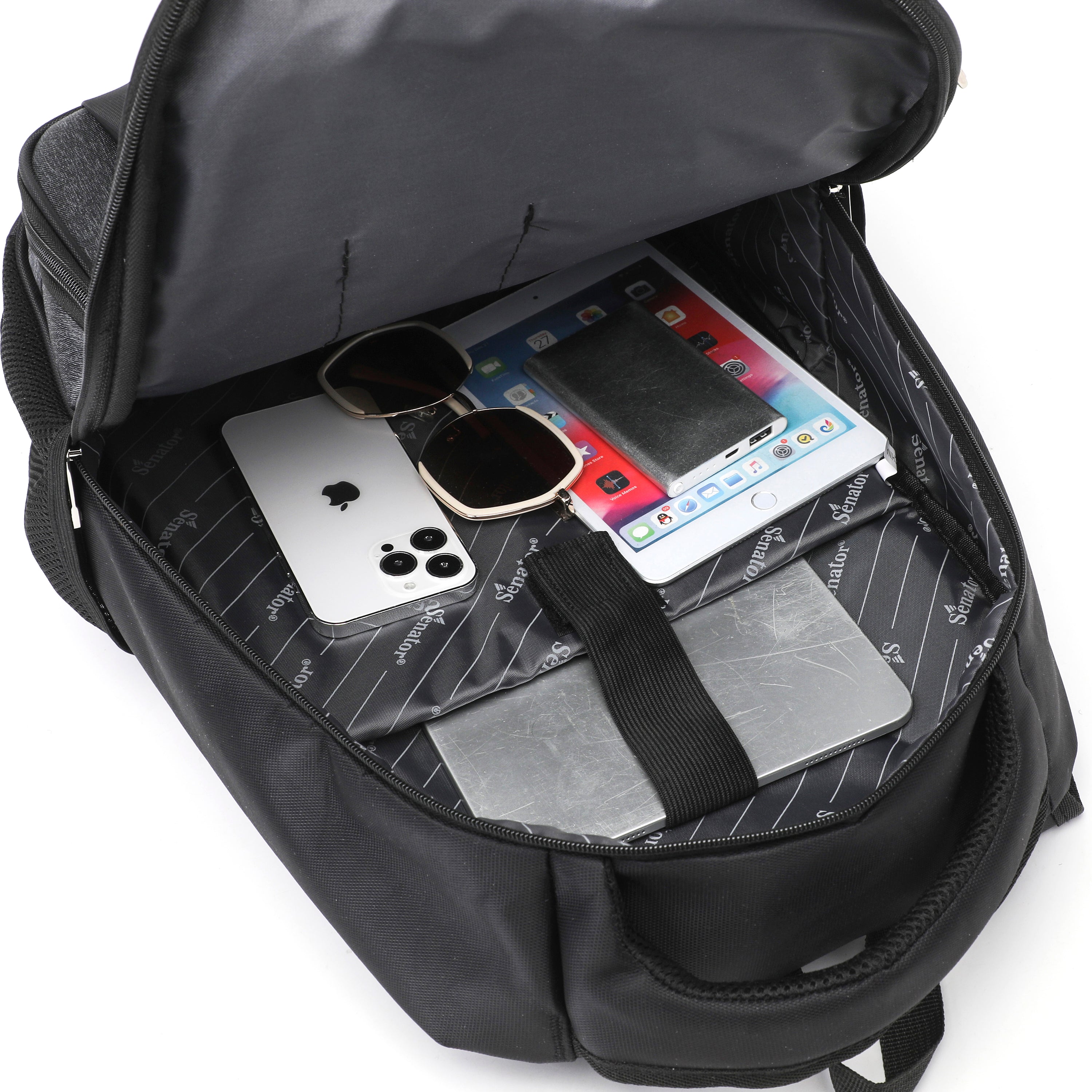 Casual Business Black Double Buckle Lattice Large Capacity Bookbag