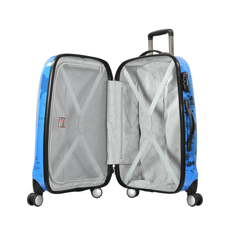 Eminent 25 inch medium size Map print PC Spinner Trolley (KD71M-Map-25) - buyluggageonline